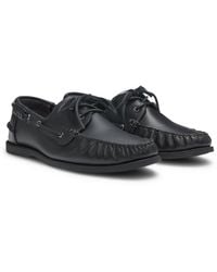 HUGO - Chaussures Bateau En Cuir Avec Détail De Laçage - Lyst