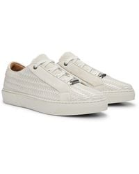 BOSS - Gary Italian-made Woven Trainers In Leather And Suede - Lyst