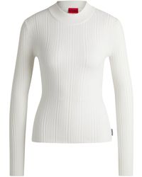 HUGO - Slim-fit Sweater With Irregular Ribbed Structure - Lyst