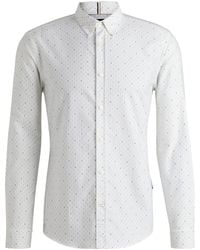 BOSS - Bedrucktes Slim-Fit Hemd Aus Oxford-Baumwolle - Lyst
