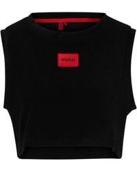 HUGO - Cropped Cotton-blend Vest Top With Logo Detail - Lyst