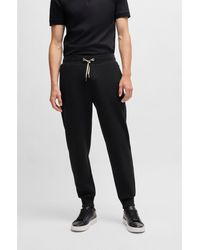 BOSS - Cotton-Blend Tracksuit Bottoms With Signature-Stripe Cords - Lyst