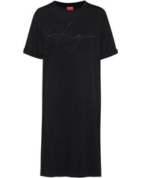 BOSS by HUGO BOSS - Relaxed-Fit T-Shirt-Kleid aus Baumwolle mit Logo-Detail - Lyst