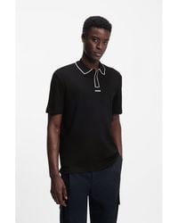 HUGO - Luxury-Cotton Polo Shirt With Contrast Trims - Lyst