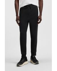 BOSS - Stretch-Cotton Tracksuit Bottoms With Logo Print - Lyst