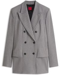 HUGO - Regular-Fit Blazer Met Zandlopersilhouet Van Stof Met Krijtstrepen - Lyst