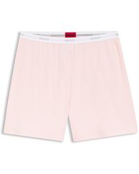 HUGO - Pyjamashort Met Logotailleband Van Elastische Katoenen Jersey - Lyst