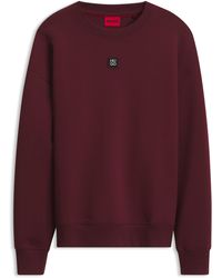 HUGO - Sweatshirt Aus Baumwoll-Mix Mit Stack-Logo-Aufnäher - Lyst