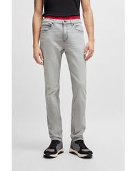 HUGO - Slim-fit Jeans In Light-grey Denim - Lyst