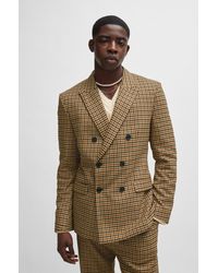 HUGO - Extra-slim-fit Jacket In Houndstooth Stretch Material - Lyst