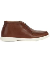 BOSS by HUGO BOSS Portuguese Made Desert Boots In Grained Leather - Brown