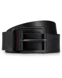 HUGO - Italian-leather Belt With Logo-stamped Keeper - Lyst