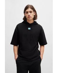 HUGO - Short-sleeved Relaxed-fit Hoodie In Cotton Terry - Lyst
