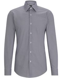 BOSS - Slim-fit Shirt In Printed Stretch Cotton - Lyst