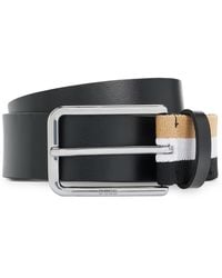 BOSS - Italian-leather Belt With Signature-stripe Detail - Lyst