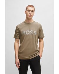 BOSS - Stretch-cotton Regular-fit T-shirt With Seasonal Logo - Lyst