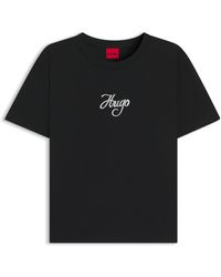 HUGO - T-Shirt Aus Baumwoll-Jersey Mit Glitzernden Print-Details - Lyst