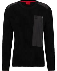 HUGO - Gerippter Pullover aus Baumwolle mit tonalen Details und Stack-Logo - Lyst