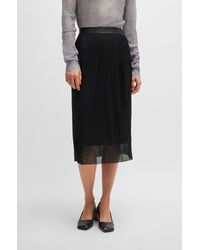 BOSS - Stretch-tulle Skirt With Wavy Pliss Pleats - Lyst