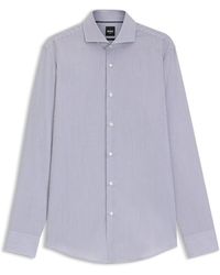 BOSS - Gestreept Slim-Fit Overhemd Van Katoenen Twill - Lyst