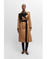 BOSS - Water-repellent Trench Coat With Contrast Details - Lyst