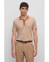 BOSS - Slim-fit Polo Shirt In Structured Cotton And Silk - Lyst