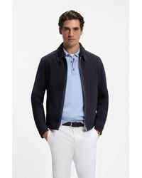 BOSS - Suede Leather Jacket With Zip Closure - Lyst