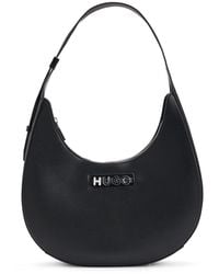 HUGO - Faux-Leather Hobo Bag With Metallic Logo Lettering - Lyst