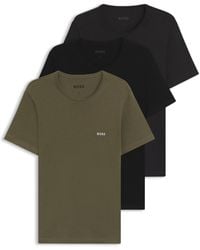 BOSS - Three-Pack Of Cotton Underwear T-Shirts With Embroidered Logo - Lyst