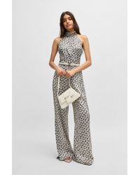 HUGO - Daisy-Print Halterneck Jumpsuit With Slit Hems - Lyst