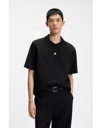 HUGO - Structured Cotton-Blend Polo Shirt With Johnny Collar - Lyst