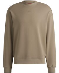 HUGO - Relaxed-Fit Sweatshirt Van Katoenen Badstof Met Logoprint - Lyst