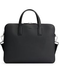 BOSS - Zipped Document Case In Italian Leather With Emed Logo - Lyst