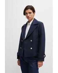 BOSS - Double-breasted Coat In A Wool Blend With Cashmere - Lyst