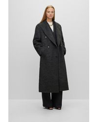 BOSS - Double-breasted Coat In A Cotton Blend - Lyst