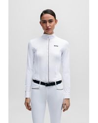 BOSS - Equestrian Show Blouse With Signature-Stripe Piping - Lyst