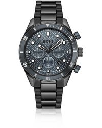 BOSS - Chronomatix-Plated Watch With Monogram-Textured Dial - Lyst