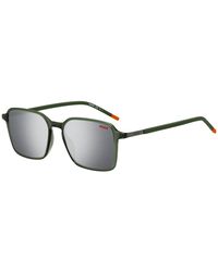HUGO - Green Sunglasses With Stainless-steel Temples - Lyst