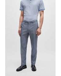 BOSS - Regular-fit Trousers In Micro-patterned Stretch Cloth - Lyst