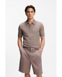HUGO - Knit Polo With Covered Placket - Lyst