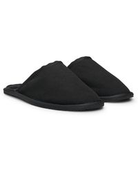BOSS - Faux-suede Slippers With Rubber Sole - Lyst