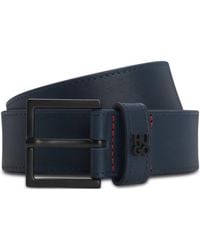 HUGO - Leren Riem Met Tweedelig Logo Op De Lus - Lyst