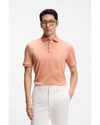 BOSS - Mercerised Cotton Polo Shirt With Stand-Up Collar - Lyst