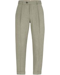 BOSS - Relaxed-Fit Hose aus Leinen und Seide mit Fischgrät-Muster - Lyst