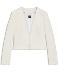 BOSS - Slim-Fit Cropped Jacket With Collarless Styling - Lyst