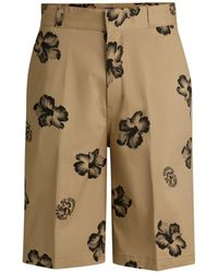 HUGO - Baggy-Fit Twill-Shorts Aus Stretch-Baumwolle Mit Hibiskus-Print - Lyst