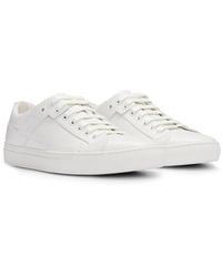 HUGO - Lace-up Trainers In Leather With Subtle Branding - Lyst