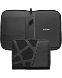 BOSS - Black A5 Conference Folder In Nylon And Faux Leather - Lyst