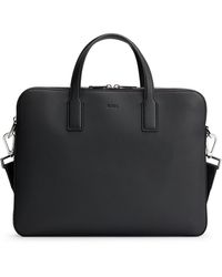 BOSS - Zipped Document Case In Italian Leather With Emed Logo - Lyst