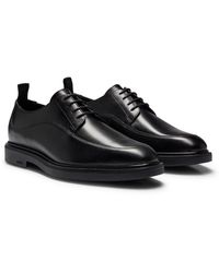 BOSS - Leather Lace-up Derby Shoes With Stitching Detail - Lyst